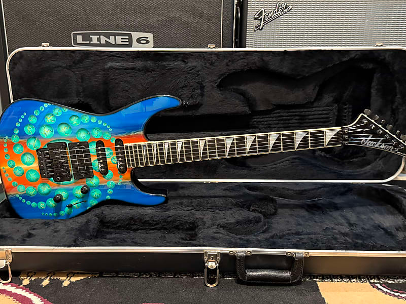 1993 Jackson Vintage USA Soloist Custom Spheres Graphic Guitar Signed by the Artist Christopher Burgan