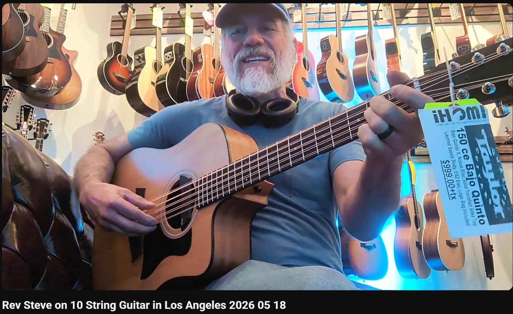 Rev Steve playing a 10 String Guitar in Los Angeles